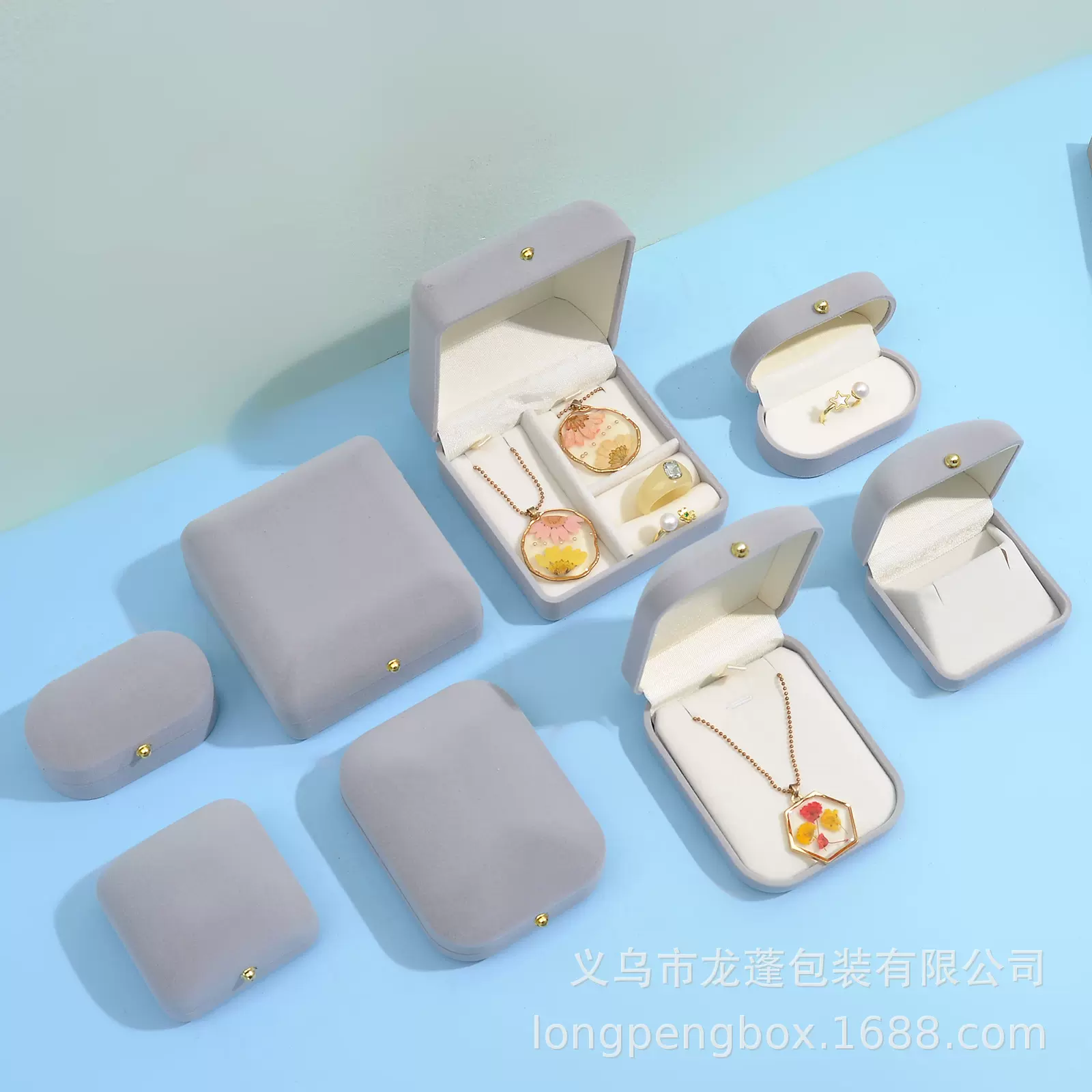 珠宝绒布首饰盒耳钉饰品收纳盒项链礼品盒戒指盒首饰包装盒子批发