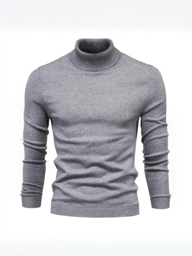 Wholesale Autumn/Winter Men's Semi-High Collar Solid Color Round Neck Sweater, Foreign Trade Men's Casual Knit Shirt, Cross-Border Line Sweater