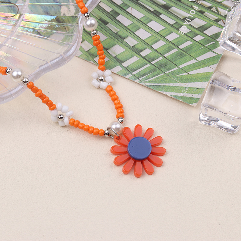1 Piece Quantity Wholesale Jewelry Sweet Daisy Arylic Beaded Anklet