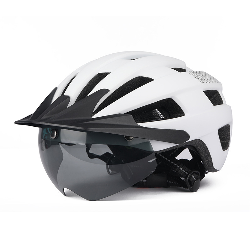 2022 cross-border new competition Road bike riding helmet mountain bike helmet with goggles brim bicycle helmet_voghion.com
