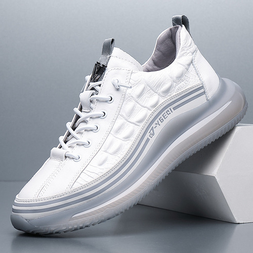Trendy sports shoes for men cowhide crocodile pattern casual men's shoes popcorn soft sole running shoes for men dropshipping