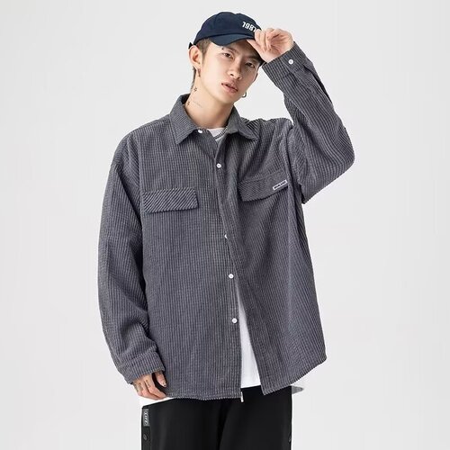 Men's Long Sleeve Corduroy Coat - Autumn/Winter New Arrival, Japanese Style Casual Trendy Hong Kong Wind Large Size Top