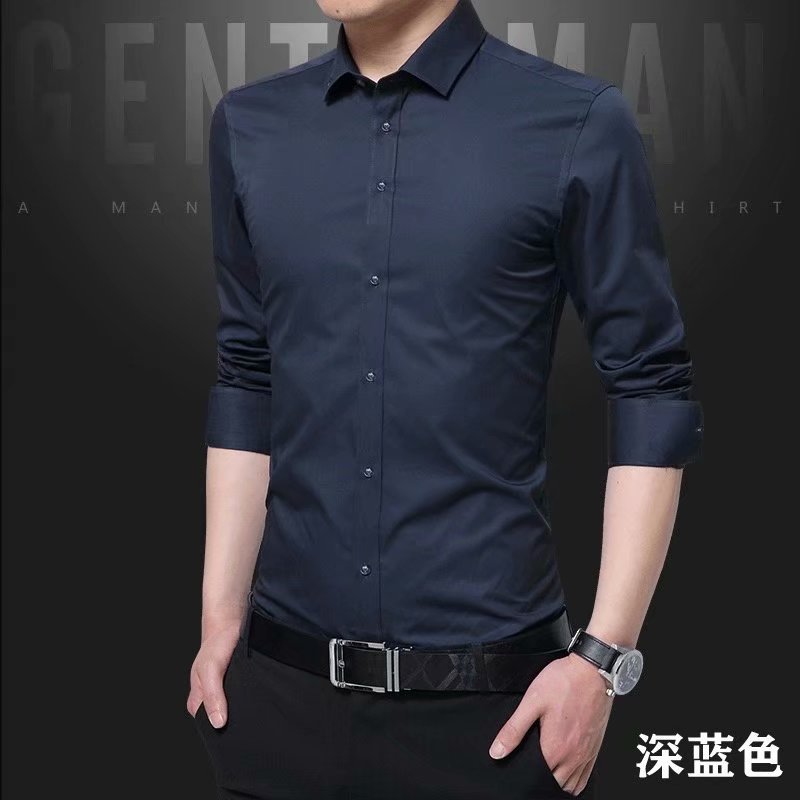 Primavera y otoño camisa blanca de manga larga de los hombres de negocios de moda delgada estilo coreano camisa guapo ropa formal profesional camisa de los hombres de moda