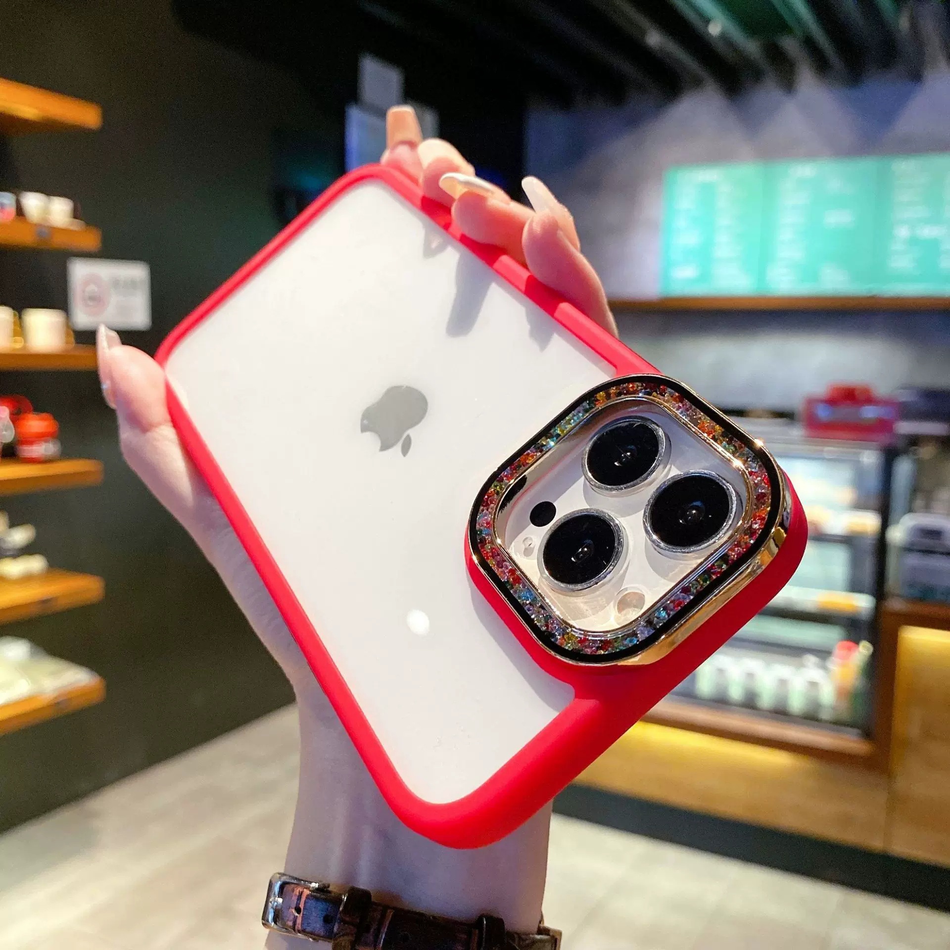 Yinhe serie IPhone16PROMAX lente de brillo Apple 15promax funda transparente para teléfono móvil para ip14