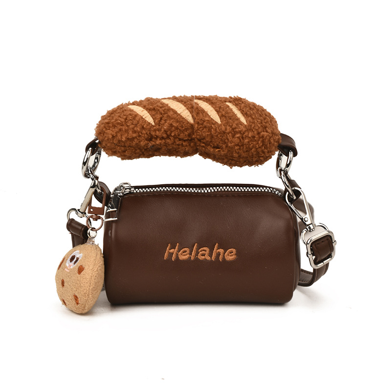 Hermosas galletas para niños y niñas bolsas de hombro compactas mini bolsas de cilindro para bebés de invierno y otoño peluche nuevas bolsas para niños
