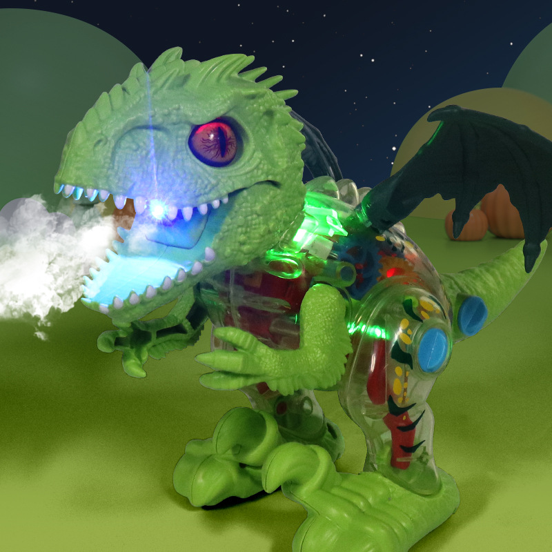 Aerosol eléctrico modelo de simulación de dinosaurio para caminar automático con luz de la música Tyrannosaurus DIY desmontaje dinosaurio de juguete