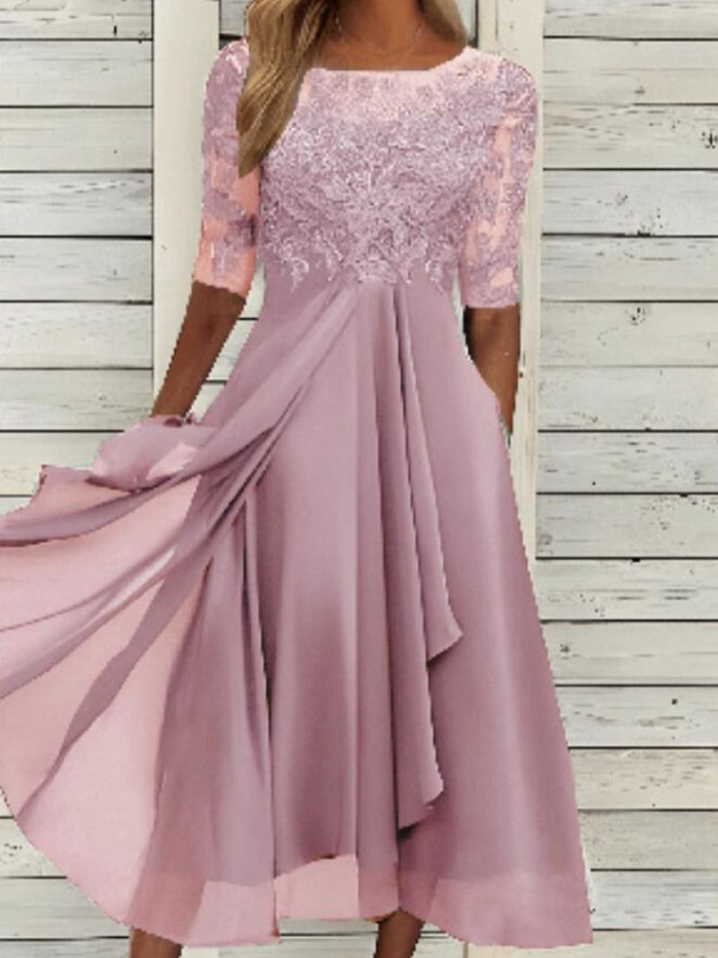 shiffon lace evening dress