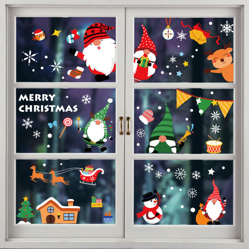 Christmas decoration Amazon best-selling Santa reindeer static sticker Christmas shopping mall glass display window decoration