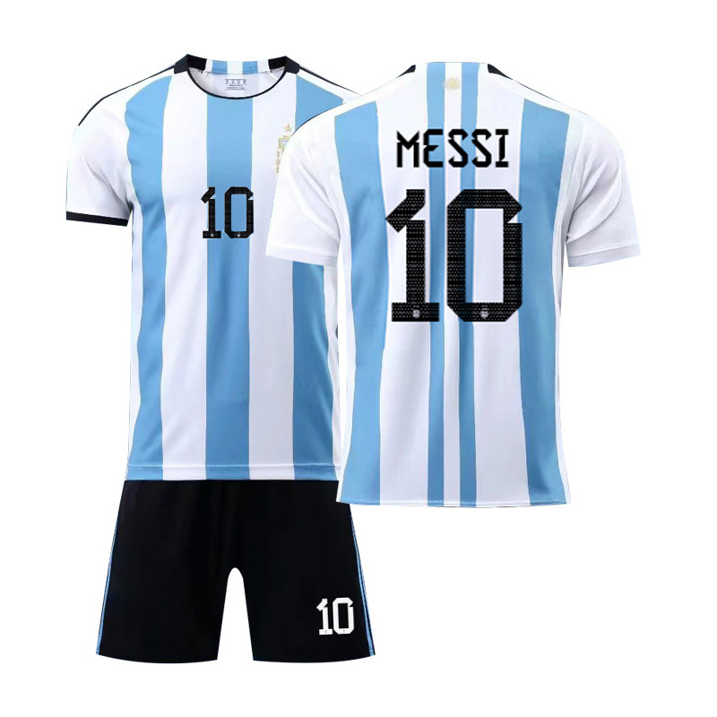 Verano Argentina fútbol uniforme niños traje de los hombres al aire libre correr deportes de secado rápido Massey Jersey mujeres adultas al por mayor