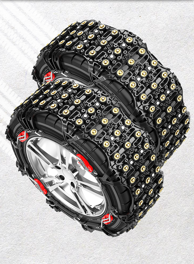 Car Tire Anti-Slip Chains for Off-Road Cars, Suvs, Universal Type, Winter Snow Use, Non-Damaging to Tires, Full Coverage, Rubber Type