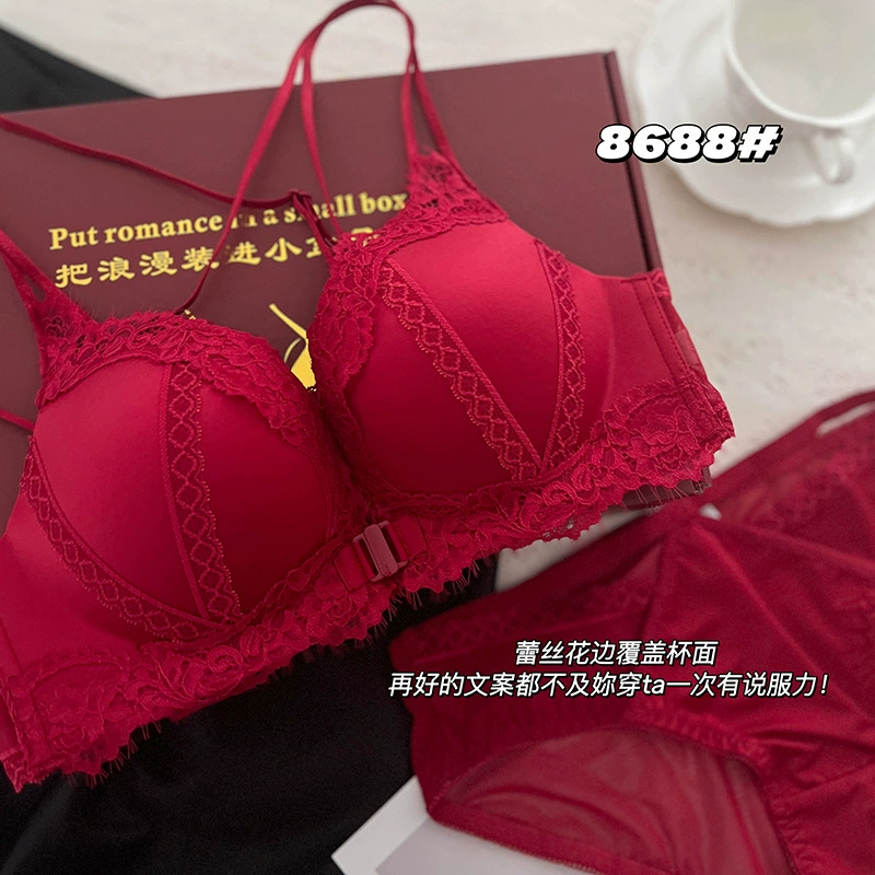 Неннатальный год красная свадебная невеста с красивой спинкой кружевной бюстгальтер