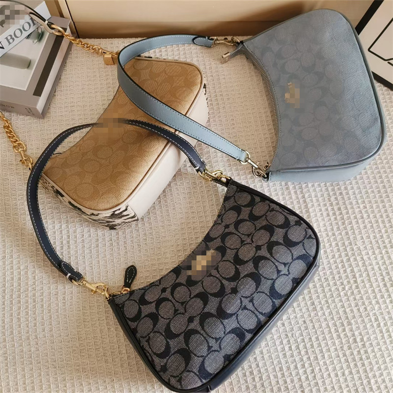 C home Teri presbyopic underarm bag new Chanel style contrast color printing mahjong bag elegant shoulder crossbody chain bag