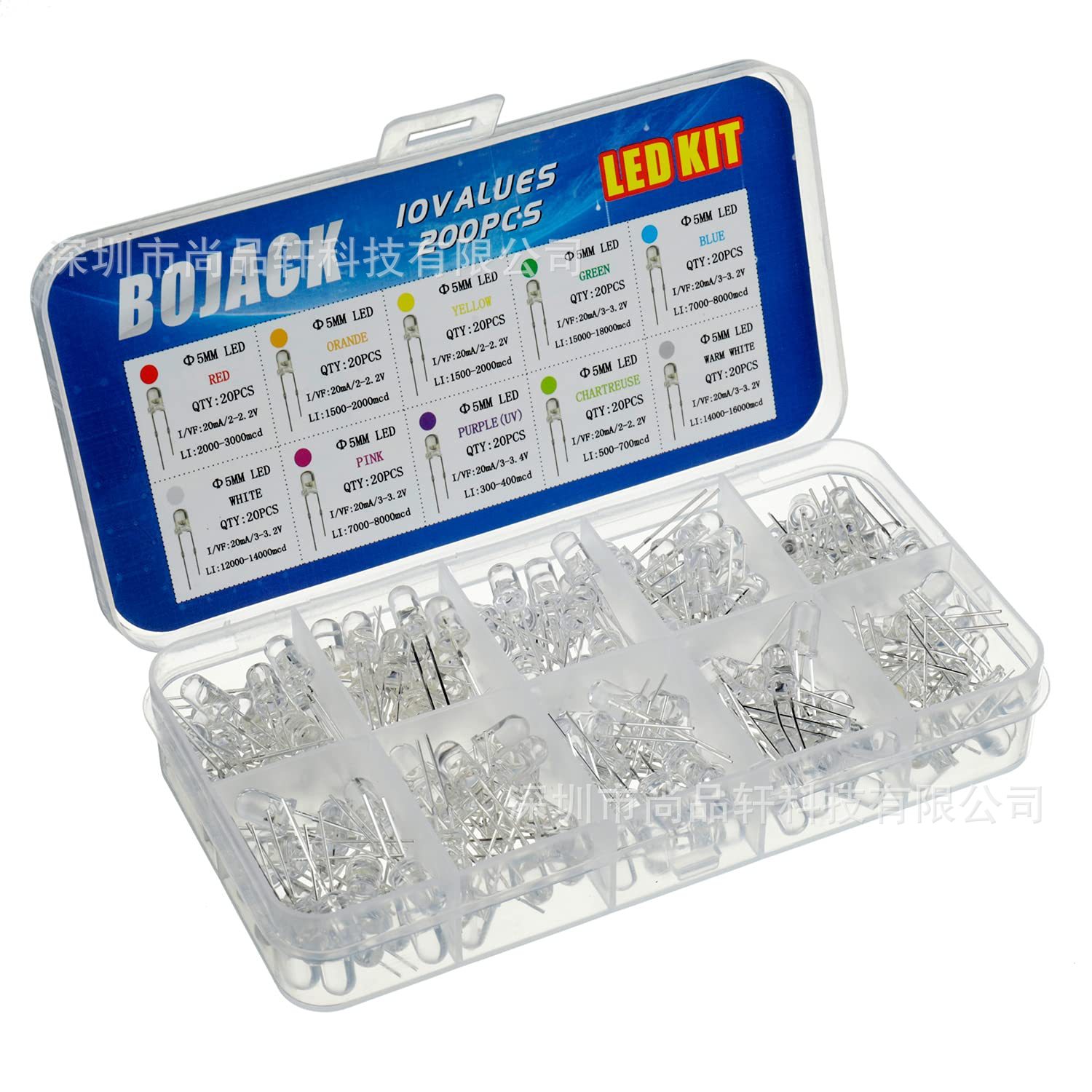200pcs 5mm LED Lighting Diodes Cases Crystal Tube 200 1 10…