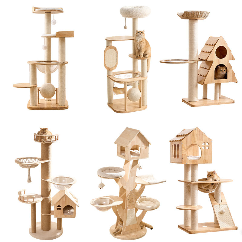 Multiple Models of Solid Wood Cat Climbing Frames for Home Use, Space-Saving Cat Nests and Cat Trees, One-Stop Cat Products, Bulk Purchase from Factory, Sample Order Available