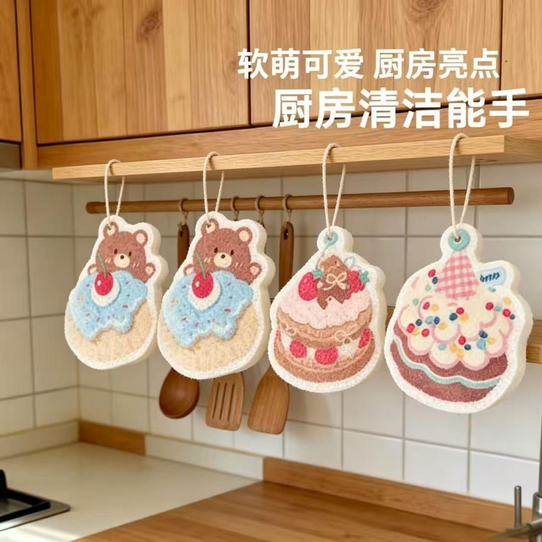 주방 Lele 우드 펄프 코튼 워시 요리 및 닦아 아기 가정용 주방 브러쉬 그릇 베이비 브러쉬 보울 젓가락은 스펀지 식기 세척 천 닦는 구덩이를 뿌립니다.
