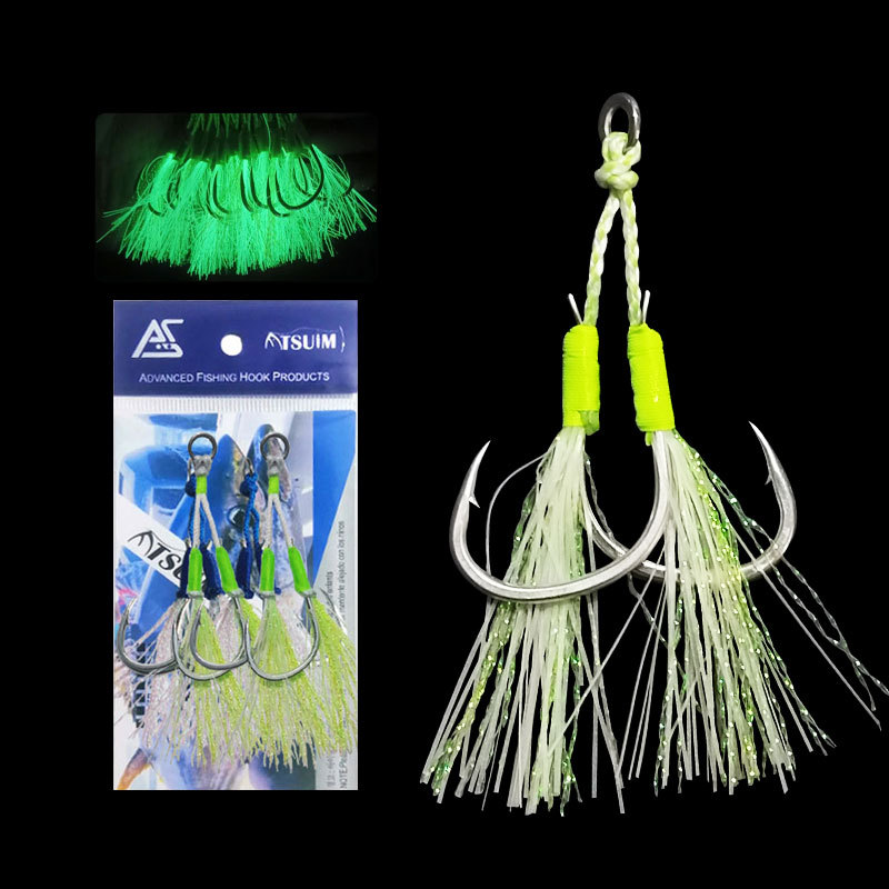 Iron plate hook glow-in-the-dark steel wire hook road fishing boat fishing built-in soft steel wire hook tie down fish hook lead fish hook