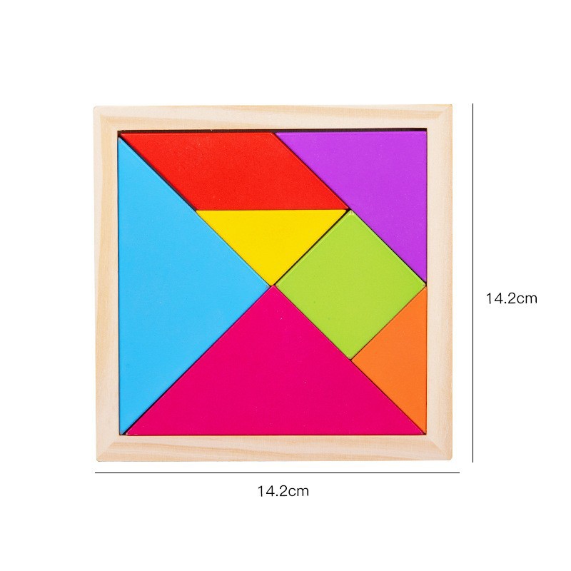 Trompeta de madera para niños de 11.6CM, tangram de madera con formas de colores, bloques de construcción cognitivos para la educación temprana, juguete intelectual, juguete educativo