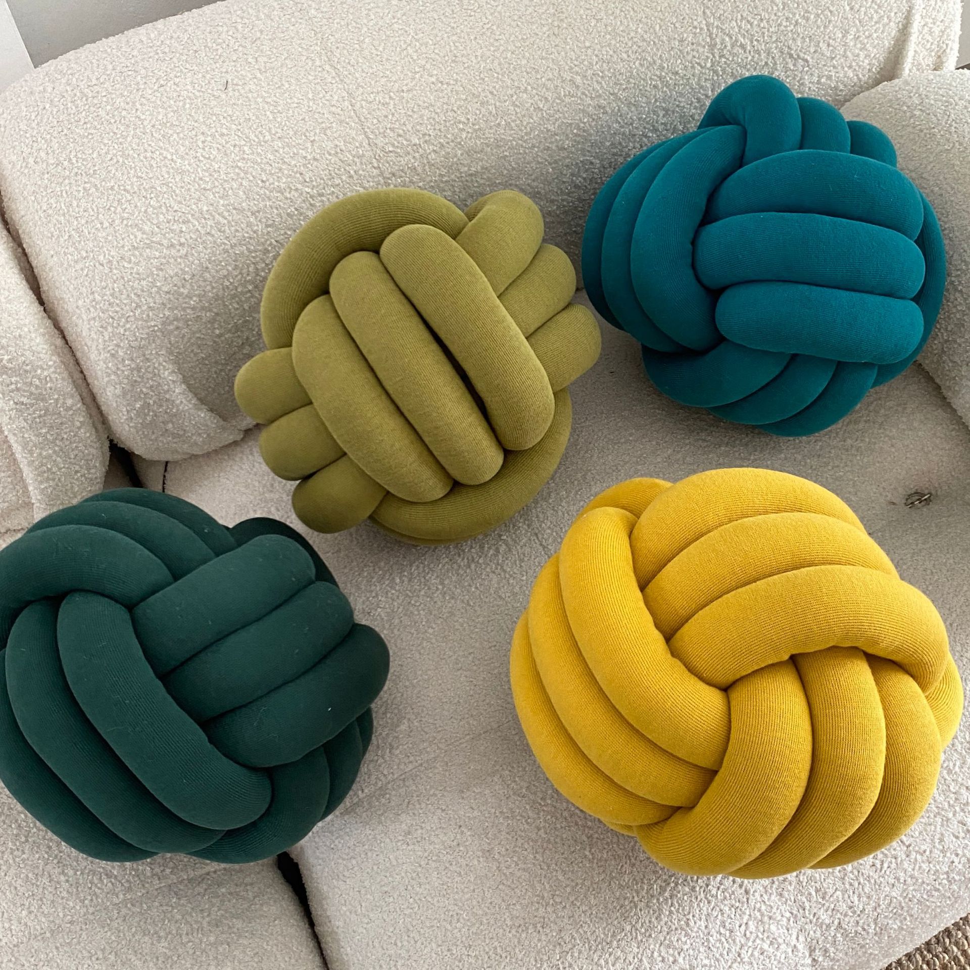 Cross-Border Nordic Pillow Three-Strand Rope Knotted Ball Pillow Bed Bedside Hand-Woven Bay Window Cushion Pillow Lumbar Cushion
