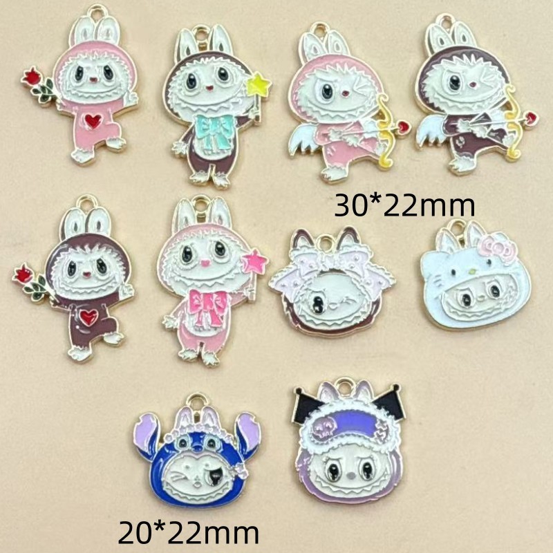 アニメ漫画かわいいラブブペンダント合金ドリップオイル DIY イヤリングキーホルダーネックレス手作りアクセサリー作り|undefined