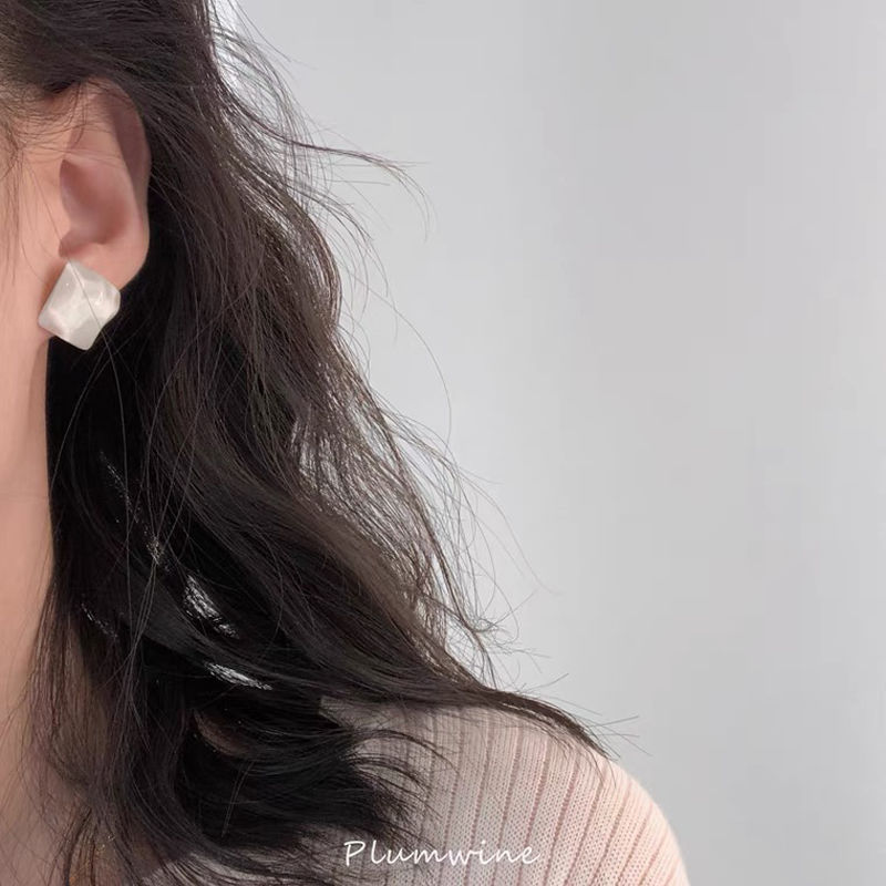 7g Weight 925 Sterling Silver Ear Needle Material No Inlaid Inlay Material Earrings, Ear Studs Classification Wedding, Travel Occasion Resin Material Geometric Pattern Women'S Gender Simple Style Style White, Purple, Green, Silver Color Simple Style Geometric Resin No Inlaid Earrings Ear Studs 8