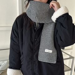 韩国出口经典羊毛条纹针织围巾女秋冬季高级感时髦保暖围脖情侣潮