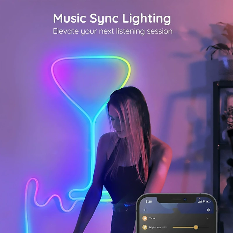 LED-лента RGBIC силиконовая, 24V водонепроницаемая, управление через приложение/ Bluetooth, наборы разных длин