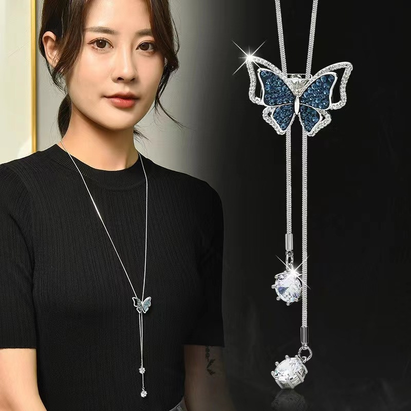 Otoño e invierno ligero estilo de lujo suéter Cadena de alto grado de las mujeres todo partido largo borla collar perla colgante accesorios al por mayor