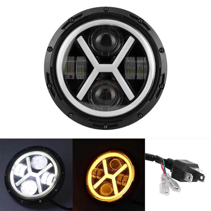 7inch Wrangler Headlights X-Type Off-Road Vehicle Headlights Harley Motorcycle Modified Angel Eye Car Led Lights Cross-Border