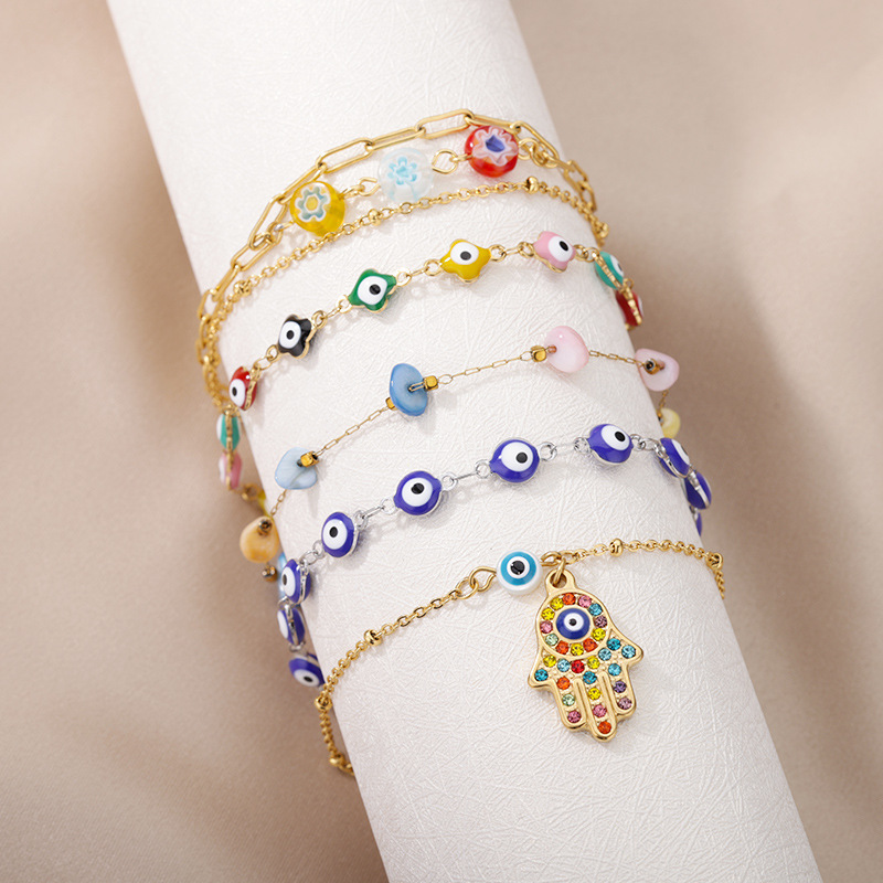 Europe and the United States New Devil's Eye anklet female personality combination color eyes irregular pearl foot accessories manufacturers on behalf of the hair
