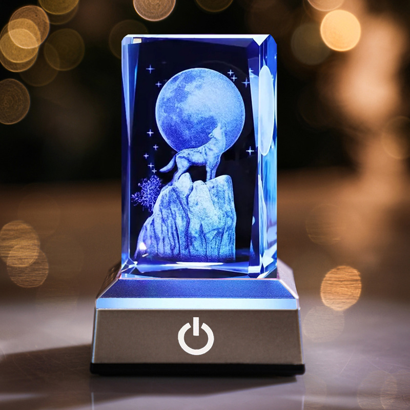 Transfronterizo al por mayor 3D animal Jesús Rosa cuboide adornos de cristal táctil sensible color cumpleaños regalo del Día de San Valentín