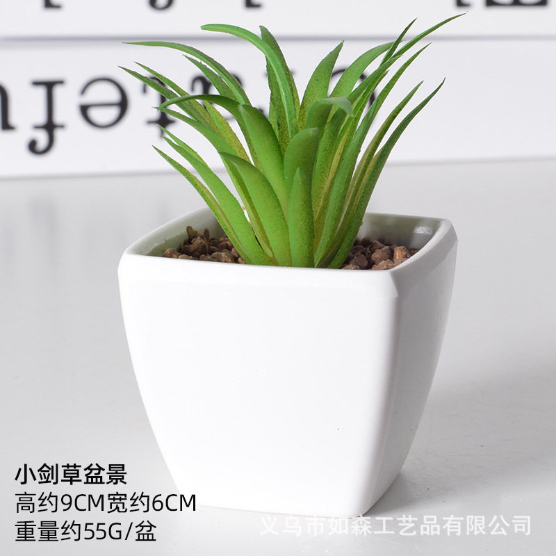 Simulación de plástico carnoso bonsai flor falsa combinación oficina interior escritorio plantas verdes pequeños adornos plantas artificiales al por mayor image 46
