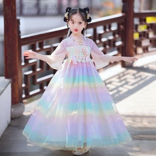 Hanfu Girl Summer Style Traditional Dress 2025 New Summer Ancient Style Girl Super Fairy Tang Suit Chinese Style Children