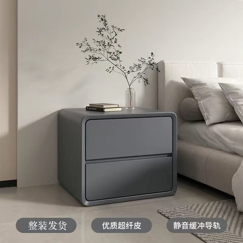 奶油收纳高级实木床头柜多功能极简简约现代卧室创意风轻奢感小型|undefined