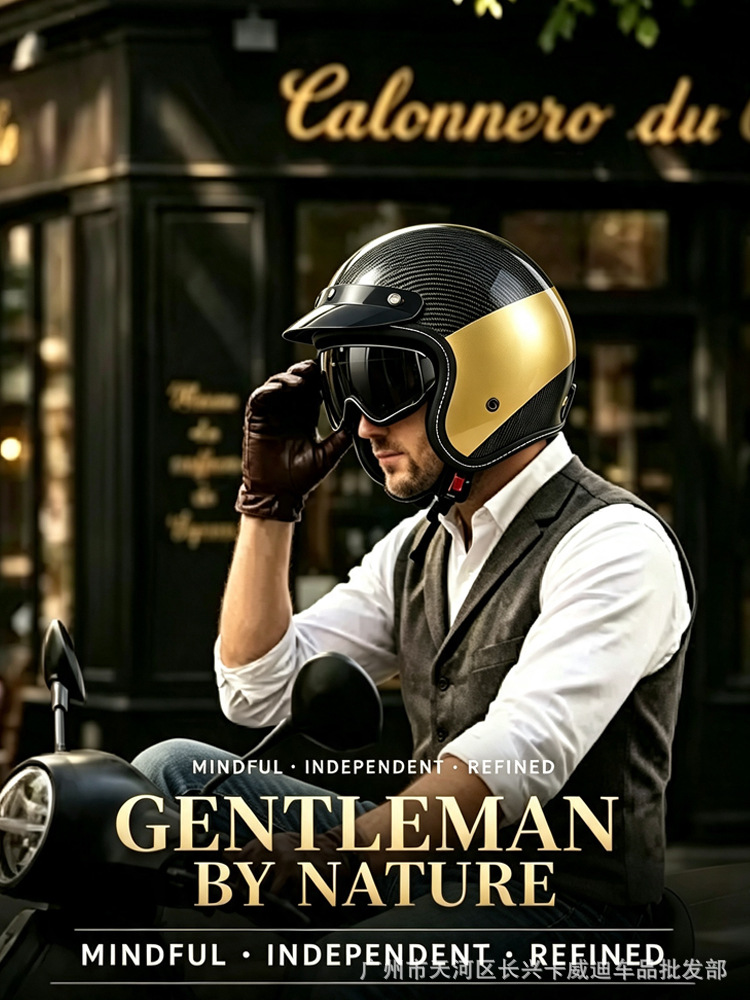 Popular Foreign Trade and Domestic Sales Model Motorcycle Helmet, Three-Quarter 3/4 Half Helmet, Retro Motorcycle Electric Scooter Cruising Helmet