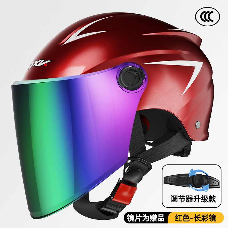 3C certificado casco de coche eléctrico verano de los hombres protección solar medio casco mujer cuatro estaciones batería motocicleta invierno cálido casco