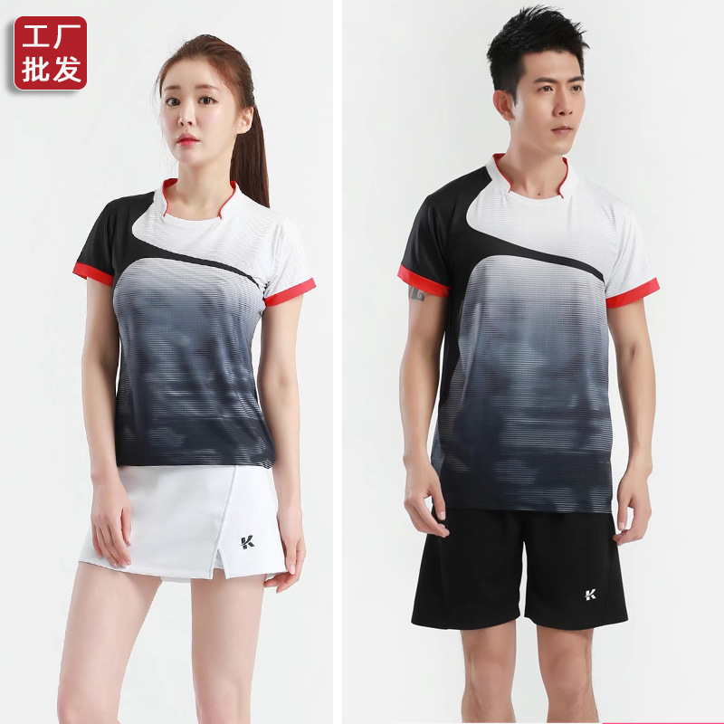 Badminton clothing set men's and women's sports moisture-absorbing breathable short-sleeved shorts competition clothing table tennis clothing printing wholesale