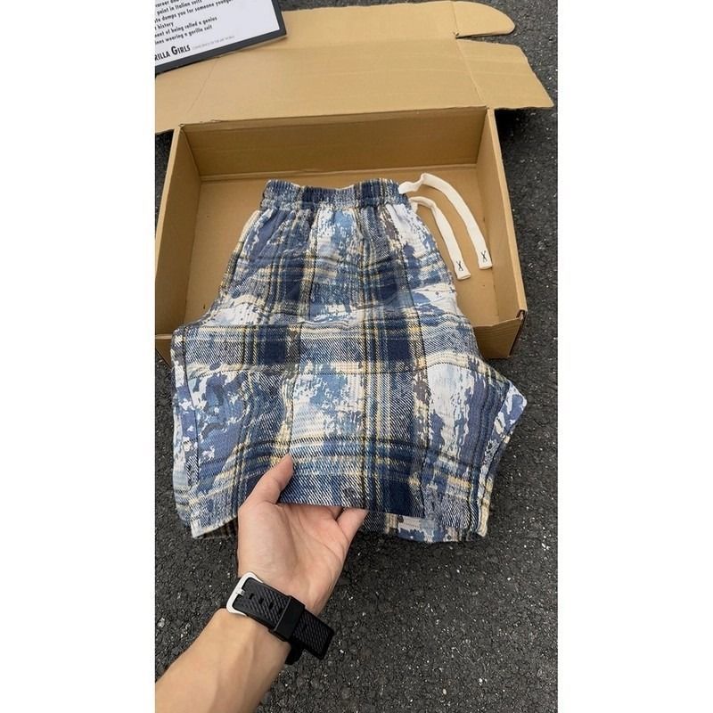 Unisex Street Wear Trendy Tie Dye Five Point Beach Shorts Loose Fitting Versatile Stylish Men's Clothing Bottoms_viptrois.com