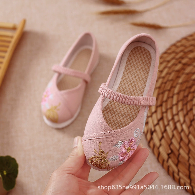 Новые старые детские тканевые туфли в Пекине, туфли с вышивкой для девочек, ретро-обувь Hanfu, студенческие танцевальные часы в этническом стиле