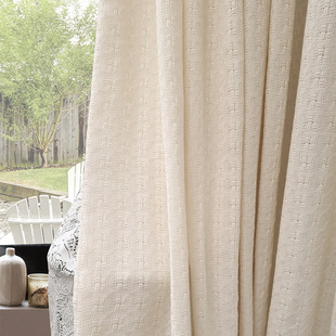 Wabi-Sabi Zen Style Linen Simple Nordic Off-White Cotton and Linen Curtains Light Luxury High-End Model Home New Chinese Style