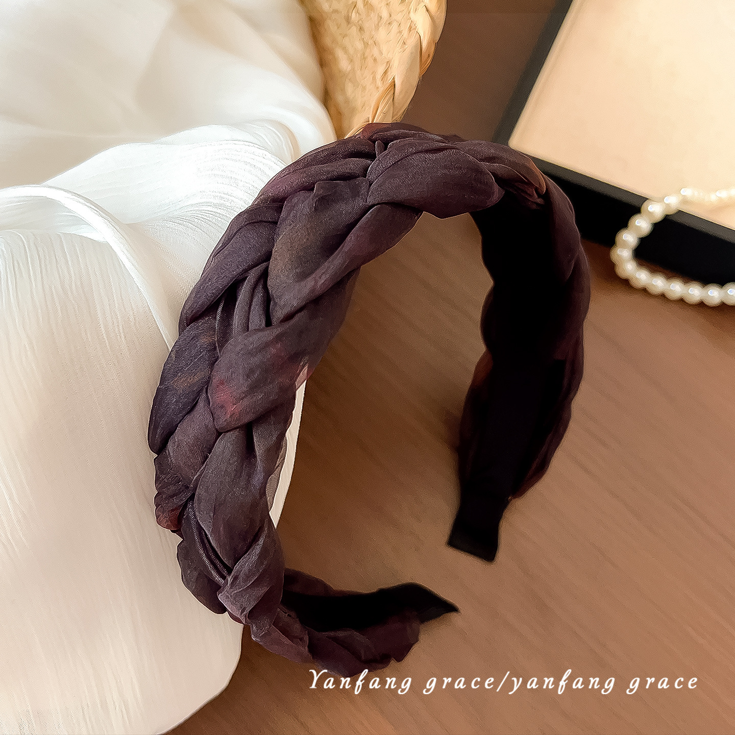 Dark purple camouflage organza twist