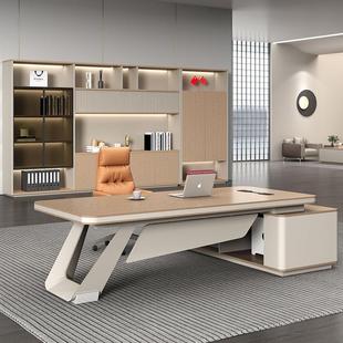 Boss Desk, Executive Desk, Simple and Light Luxury Office President Desk, High-End Combination General Manager Office Desk and Chair