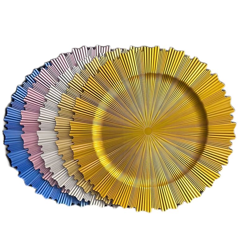 Wholesale 13-Inch Gold Plastic Plate Placemats for Wedding Parties, Table Decoration Plates, Charger Plates