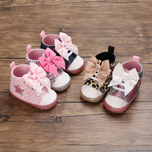Spring and Autumn Style 0-1 Year Old Girls' Laced Learning to Walk Shoes with High Collar Soft Sole Baby Shoes