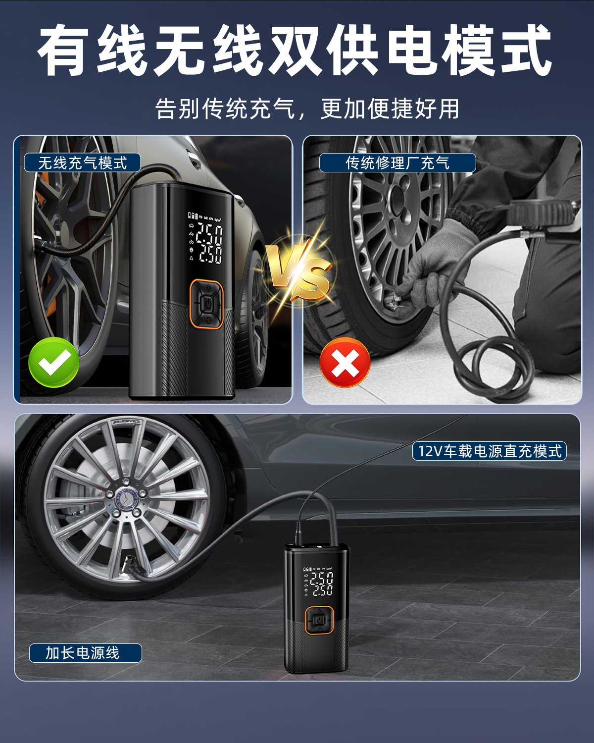 Cross-Border Dedicated Car Wireless Air Pump Portable Car Air Pump Electric Car Tire High Pressure Inflator