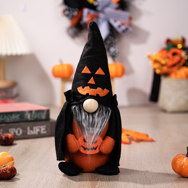 国境を越えた新製品ハロウィーン装飾カボチャほうきの帽子を持った魔女の家万聖無顔人形小人の振り子|undefined