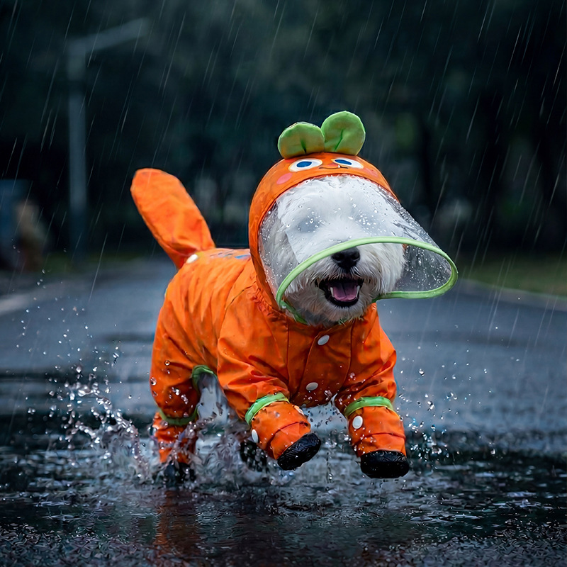 Capa de lluvia de dibujos animados desmontable de cuatro estaciones impermeable lluvia día lluvioso ropa de perros pequeños y medianos ropa de mascotas