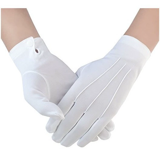 Полиэстер с тремя сухожилиями белые перчатки операции нейлон этикет парад безопасности труда