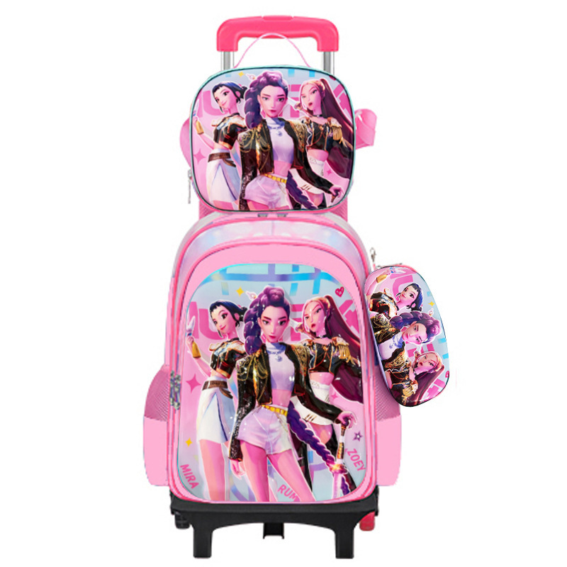 3DEVA transfronterizo de tres piezas de tirón mochila escolar de casca dura mochila escolar para niños niñas y niñas mochila escolar para niños caza demonios