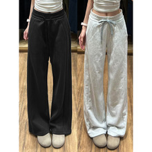 舒适加绒lulu同款运动阔腿裤女秋冬保暖大码遮肉长裤慵懒窄版卫裤