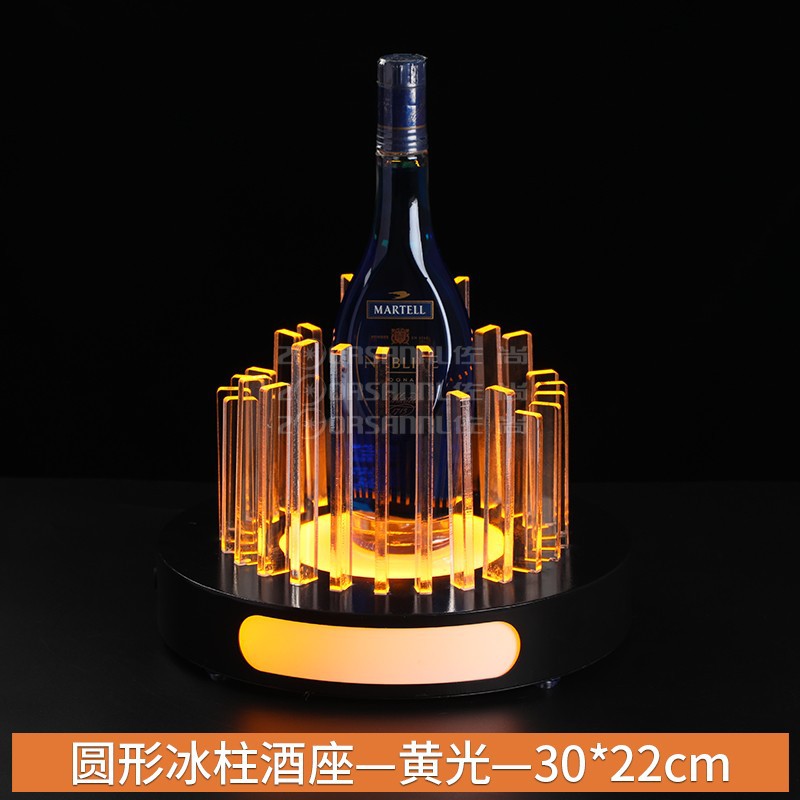 Portavino redondo carámbano luz amarilla